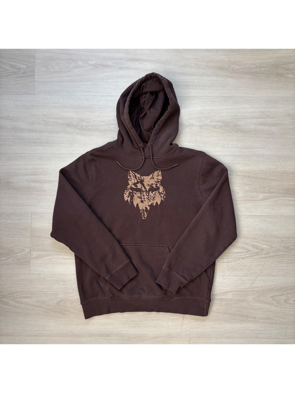 Fox Racing Fox Head Hoodie Mens M Brown Graphic Pullover Moto Motocross Fleece